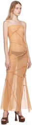 KIM SHUI Beige Semi-Sheer Midi Dress