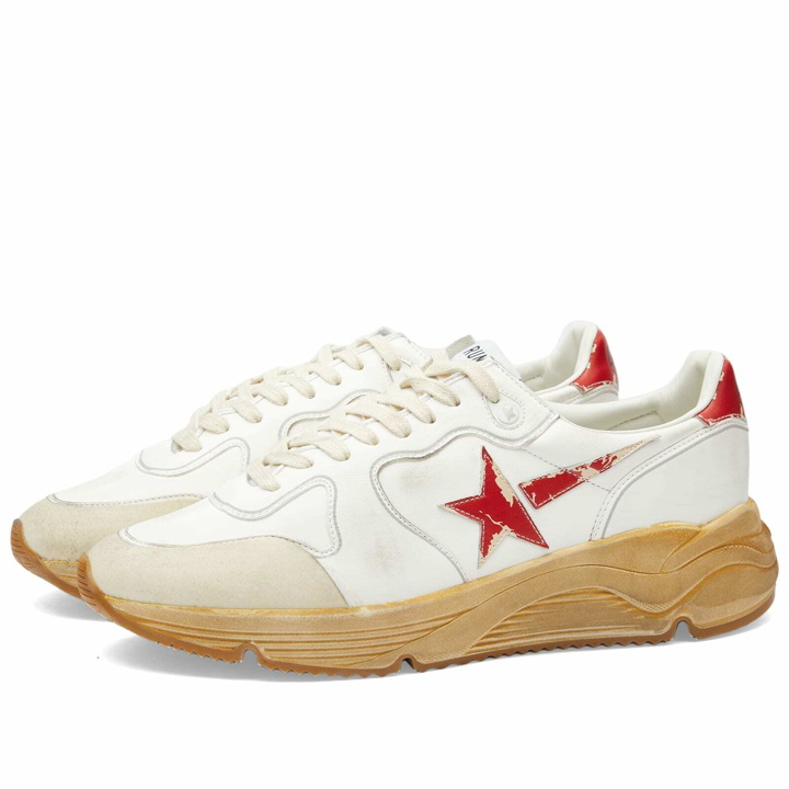 Photo: Golden Goose Men's Running Sole Sneakers in White/Red/Blue