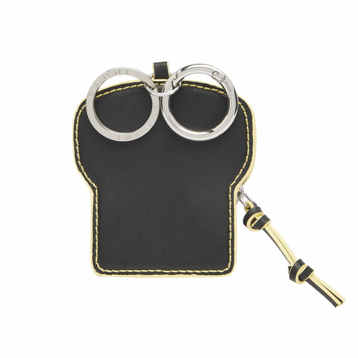 GANNI bee-print leather keychain - Black