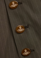 Vivienne Westwood Elle Button Detail Pinstripe Cotton Shorts Khaki