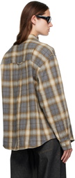 COOR Brown Ombre Flannel One Pocket Checkered Shirt