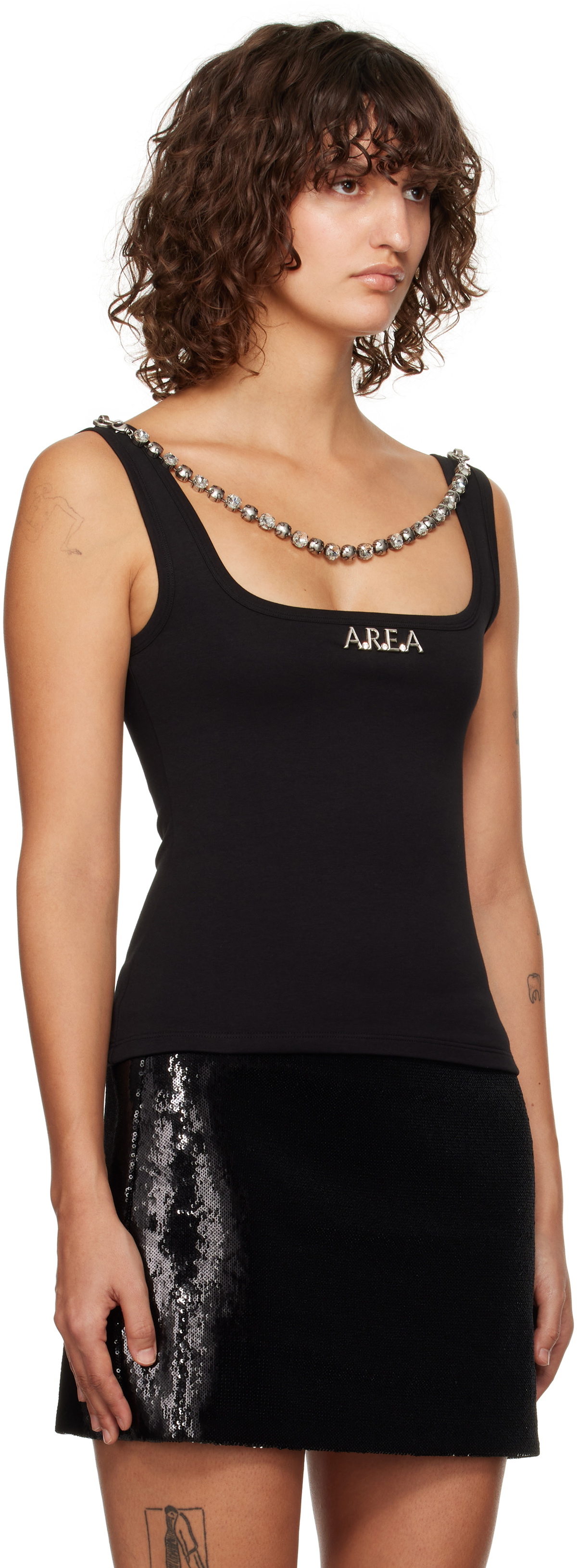 AREA Black 'AREA' Nameplate Tank Top
