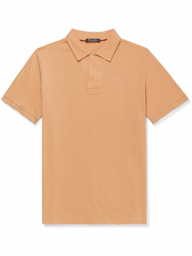 Photo: Loro Piana - Logo-Embroidered Cotton-Piqué Polo Shirt - Orange