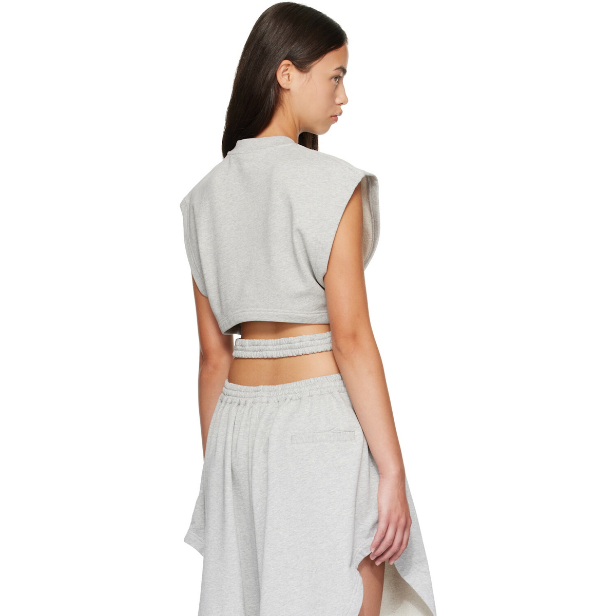 ALAÏA Gray Fleece Jersey Crop Top