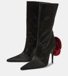 Magda Butrym Floral-appliqué satin sock boots