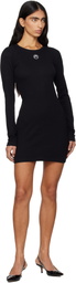 Marine Serre Black Moon Logo Ribbed Jersey Minidress