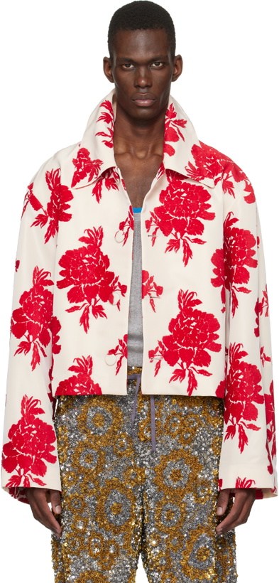 Photo: Dries Van Noten Red & Off-White Floral Jacket