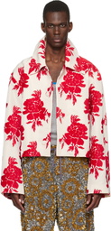 Dries Van Noten Red & Off-White Floral Jacket