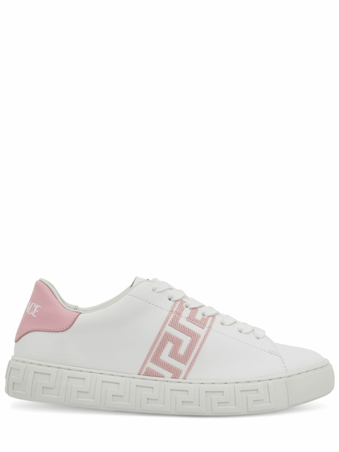 Photo: VERSACE - Embroidered Faux Leather Sneakers