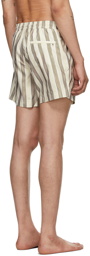 COMMAS Beige & Khaki Striped Classic Swim Shorts