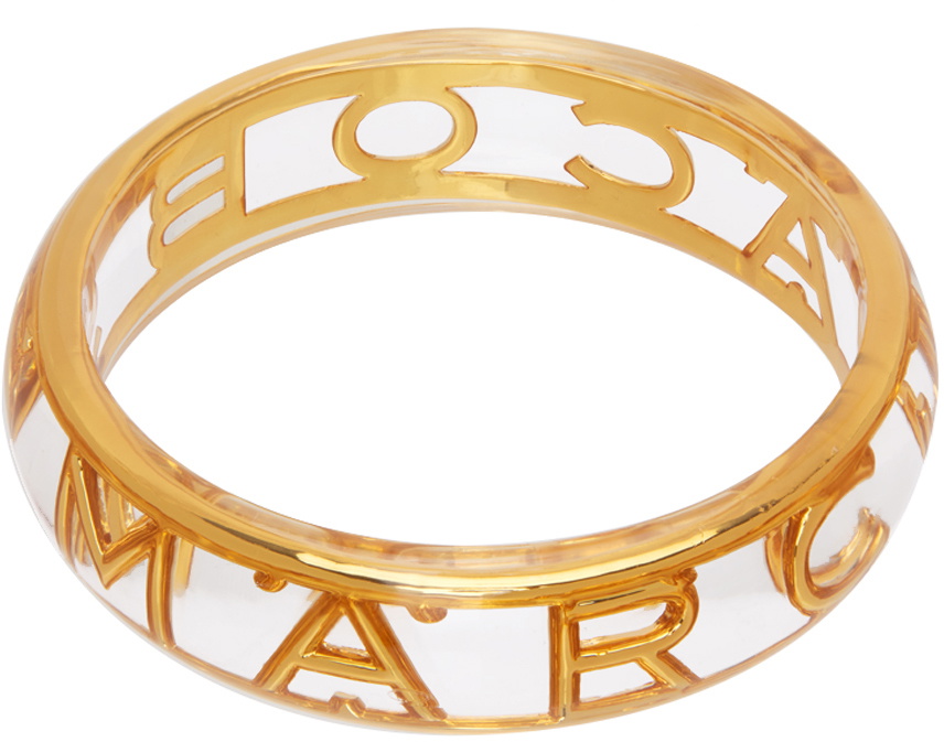 Marc Jacobs Gold & Black'The Medallion Large' Cuff Bracelet