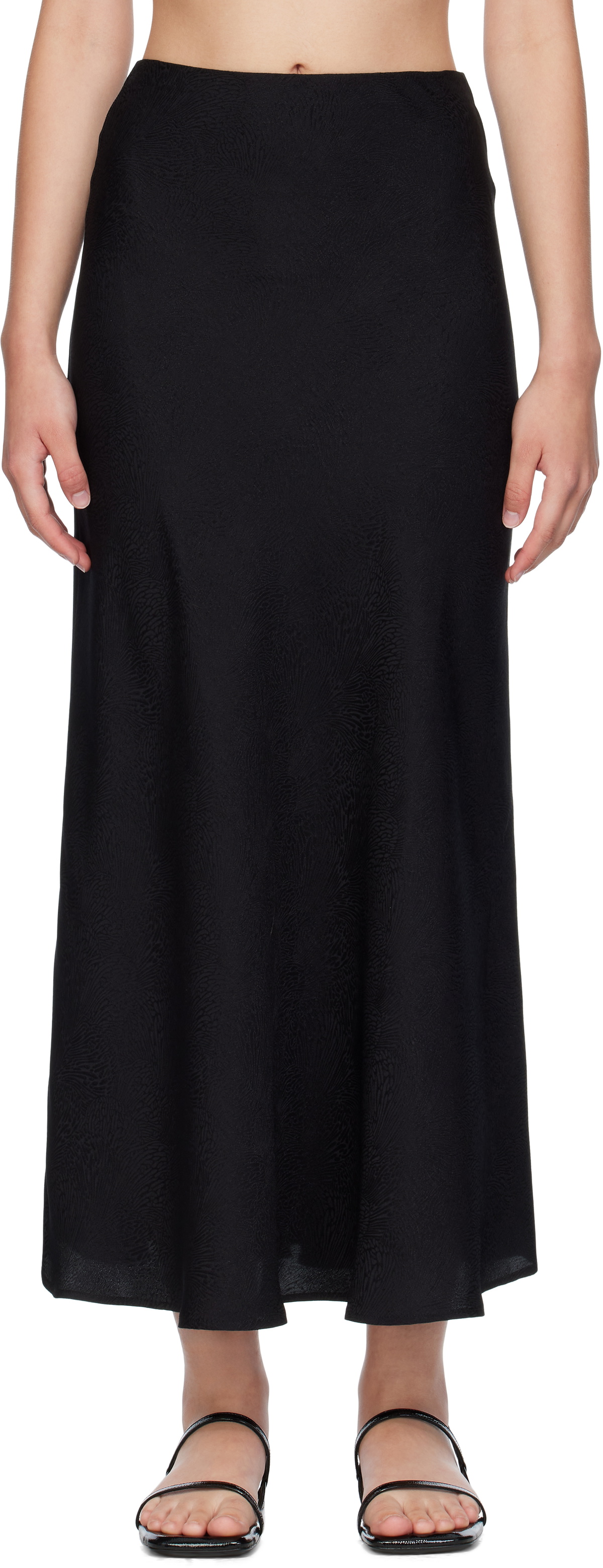 Silk Laundry Black Bias Cut Maxi Skirt