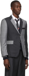 Thom Browne Grey Wool Pinstripe Fun Mix Classic Sport Coat Blazer