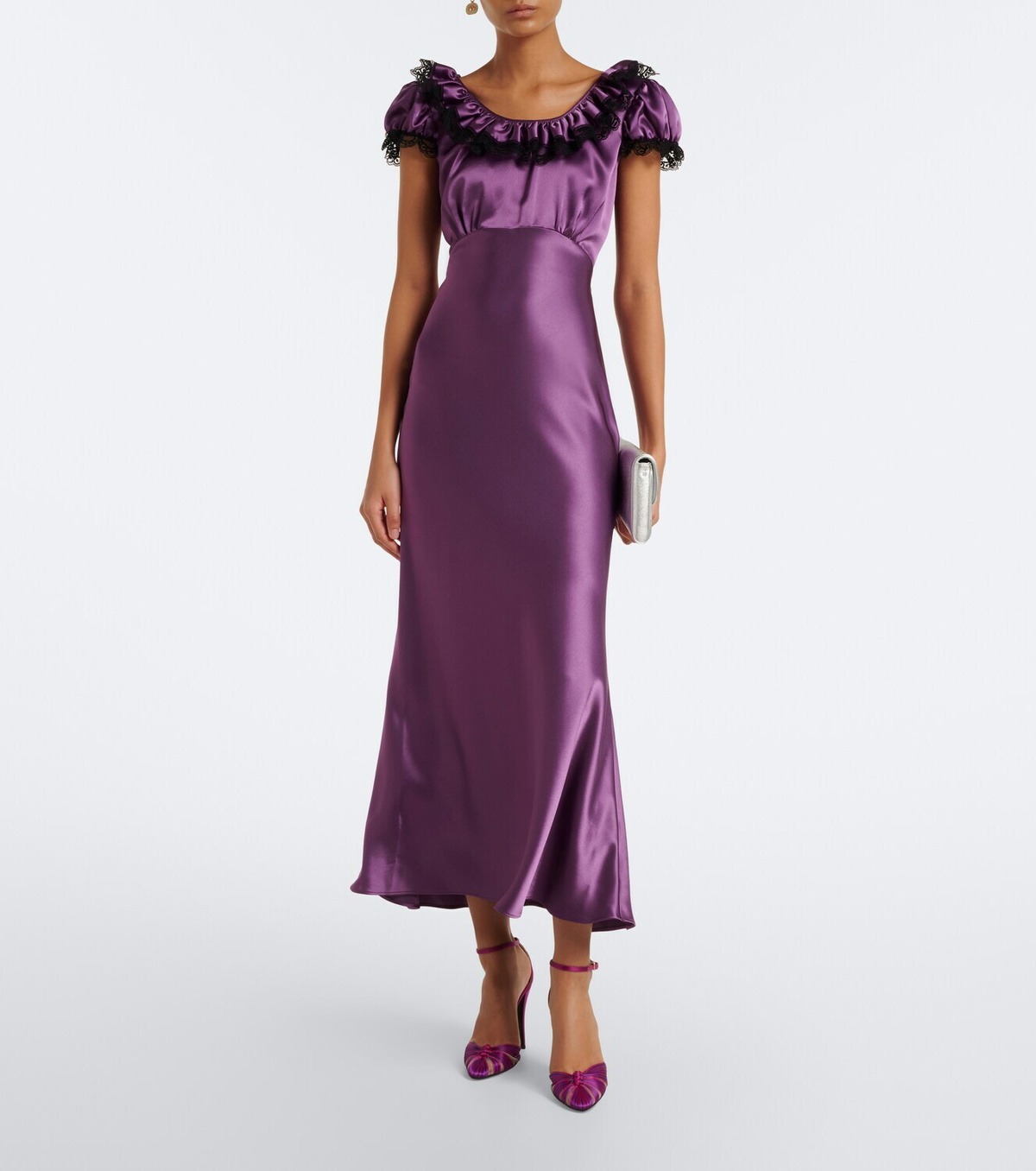 Rodarte Lace-trimmed satin maxi dress