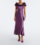Rodarte Lace-trimmed satin maxi dress