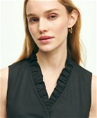 Brooks Brothers Women's Fitted Non-Iron Stretch Supima Cotton Ruffle Shirt | Black