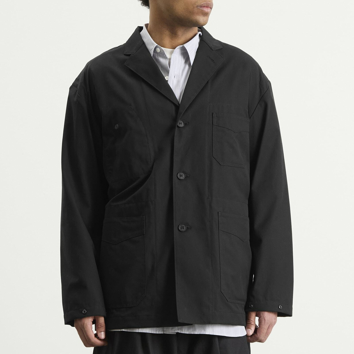 Comme des Garçons Homme Men's Cotton Yarn Dyed Jacket in Black
