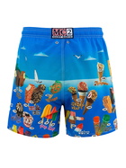 MC2 Saint Barth Man Mid-length Gustavia Swim-shorts With Ice Creams Placed Print