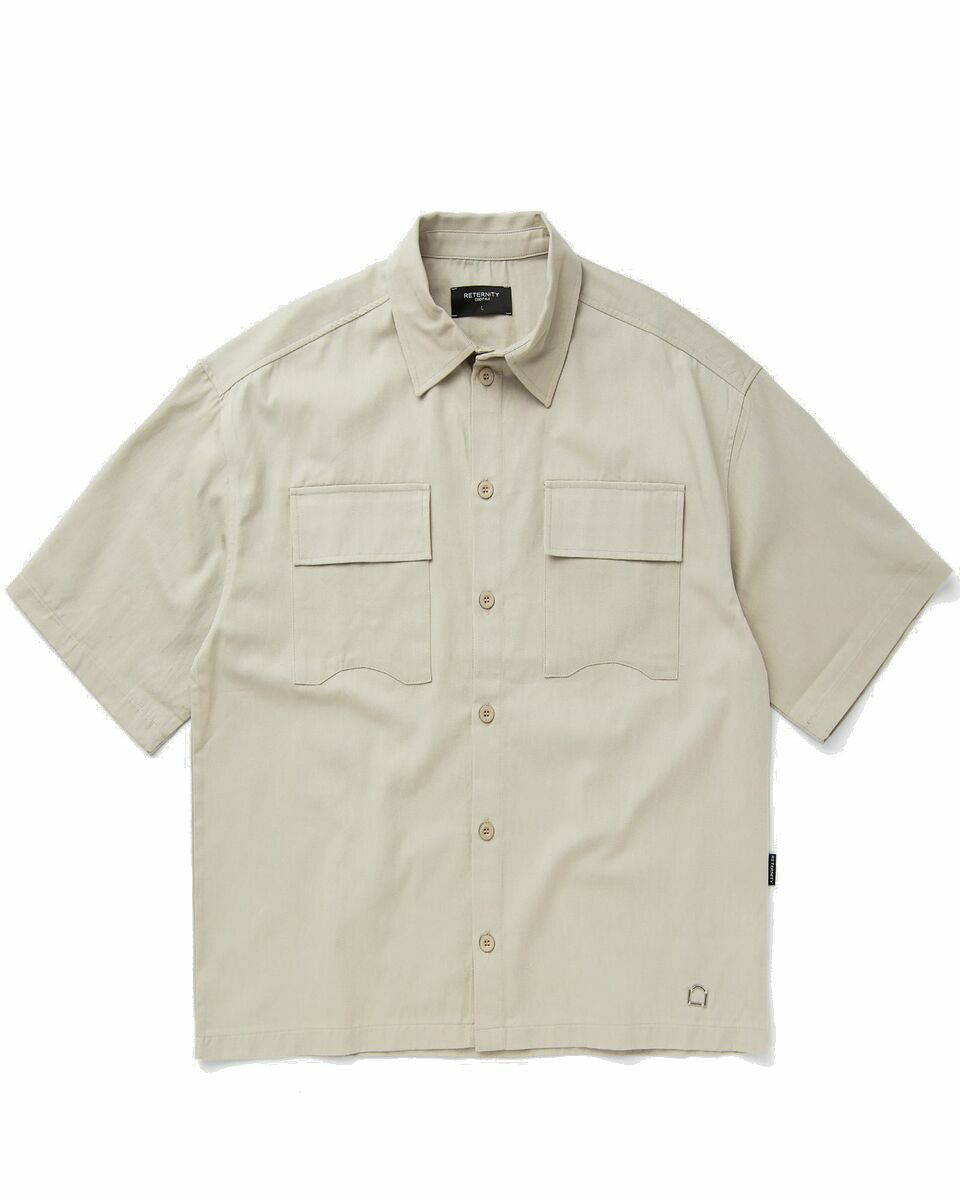 Photo: Reternity Logo Button Shirt Beige - Mens - Shortsleeves
