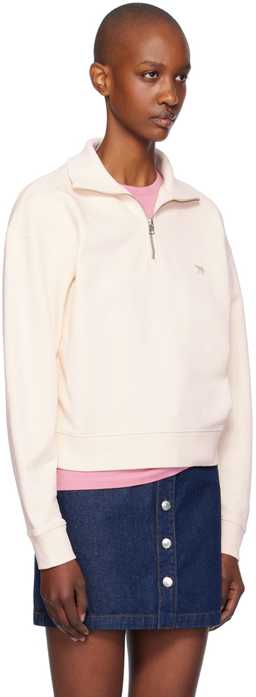 Maison Kitsuné Off-White Baby Fox Patch Half-Zip Sweatshirt Maison