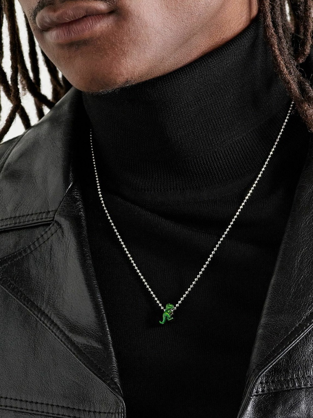 Photo: Greg Yuna - T-Rex 14-Karat White Gold and Enamel Pendant