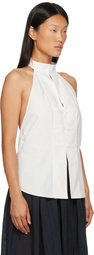 St. Agni Off-White Button Detail Halter Top