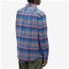 Portuguese Flannel Men's Basti Button Down Check Shirt in Blue/Orange