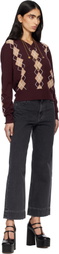 Chloé Burgundy Argyle Knit Wool Sweater