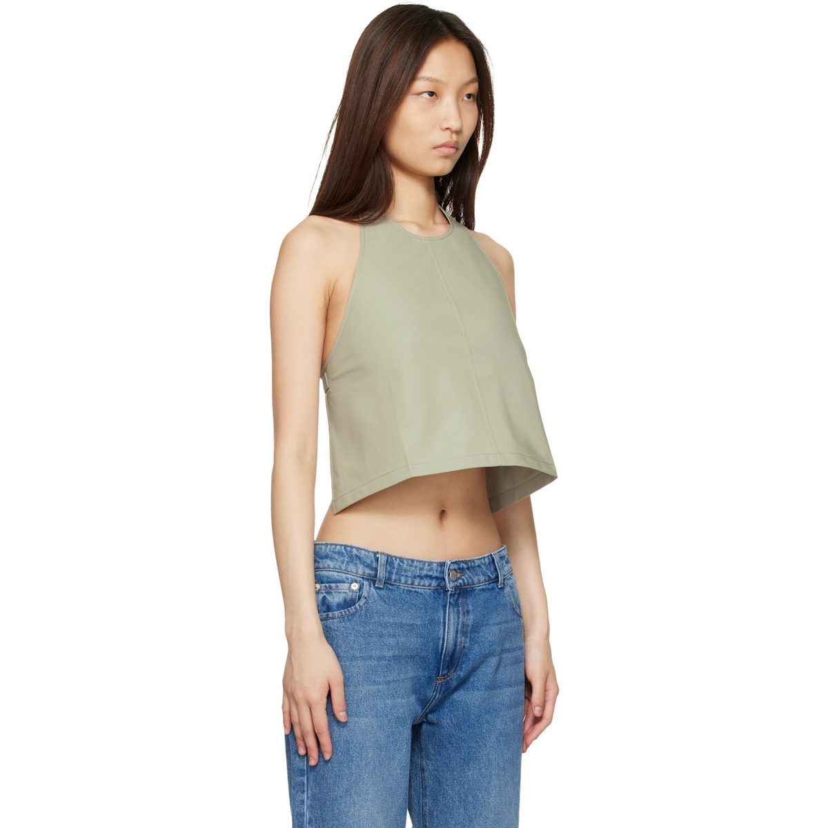 WARDROBE.NYC Taupe Clean Backless Halter Top