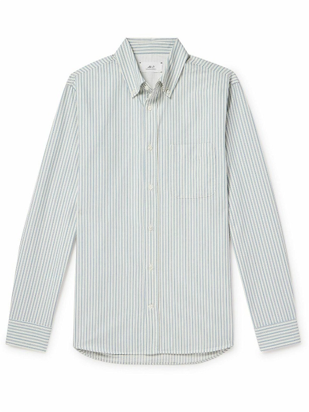 Photo: Mr P. - Button-Down Collar Striped Organic Cotton Oxford Shirt - Blue