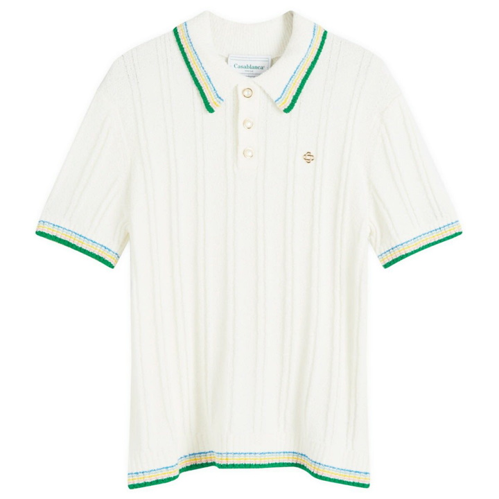 Photo: Casablanca Men's Ribbed Boucle Polo in White