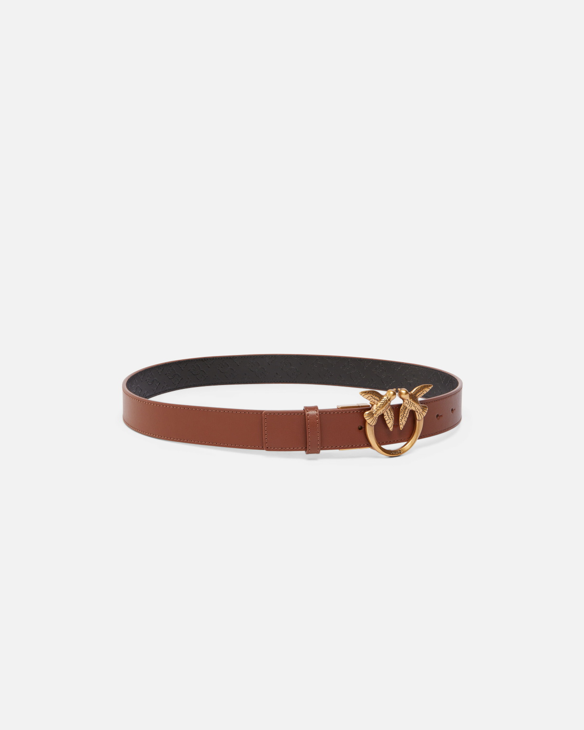 Pinko Double Face Belt With Love Birds Buckle 3 Cm Brown  display picture 1