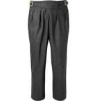 Rubinacci - Manny Tapered Pleated Mélange Stretch-Wool and Cashmere-Blend Trousers - Men - Charcoal