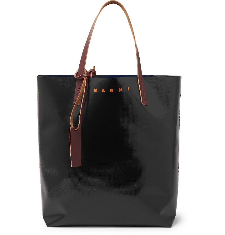 Photo: Marni - Large Logo-Print Colour-Block Leather-Trimmed PVC Tote Bag - Multi