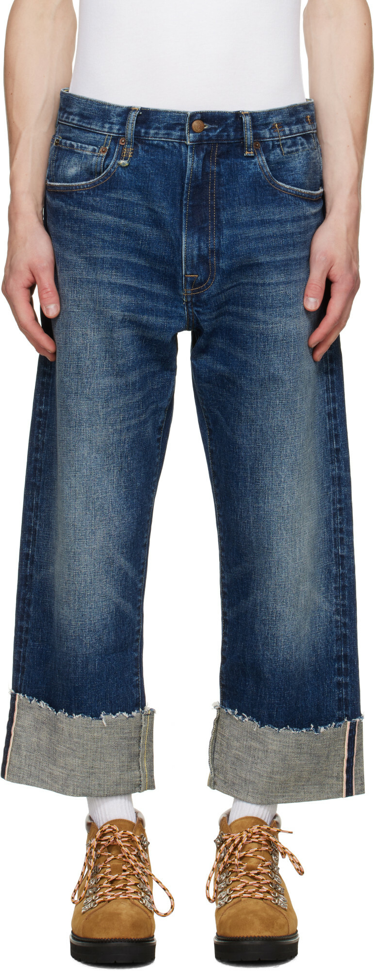 R13 Blue Cuffed X-Boyfriend Jeans