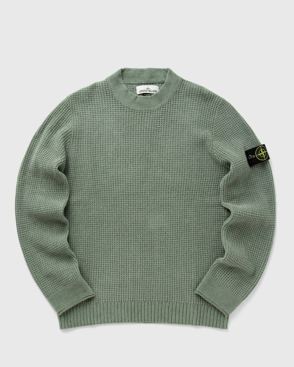 Stone Island COTTON CHENILLE MOCK NECK JUMPER Green Mens Pullover