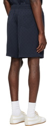 Casablanca Navy Viscose Monogram Shorts