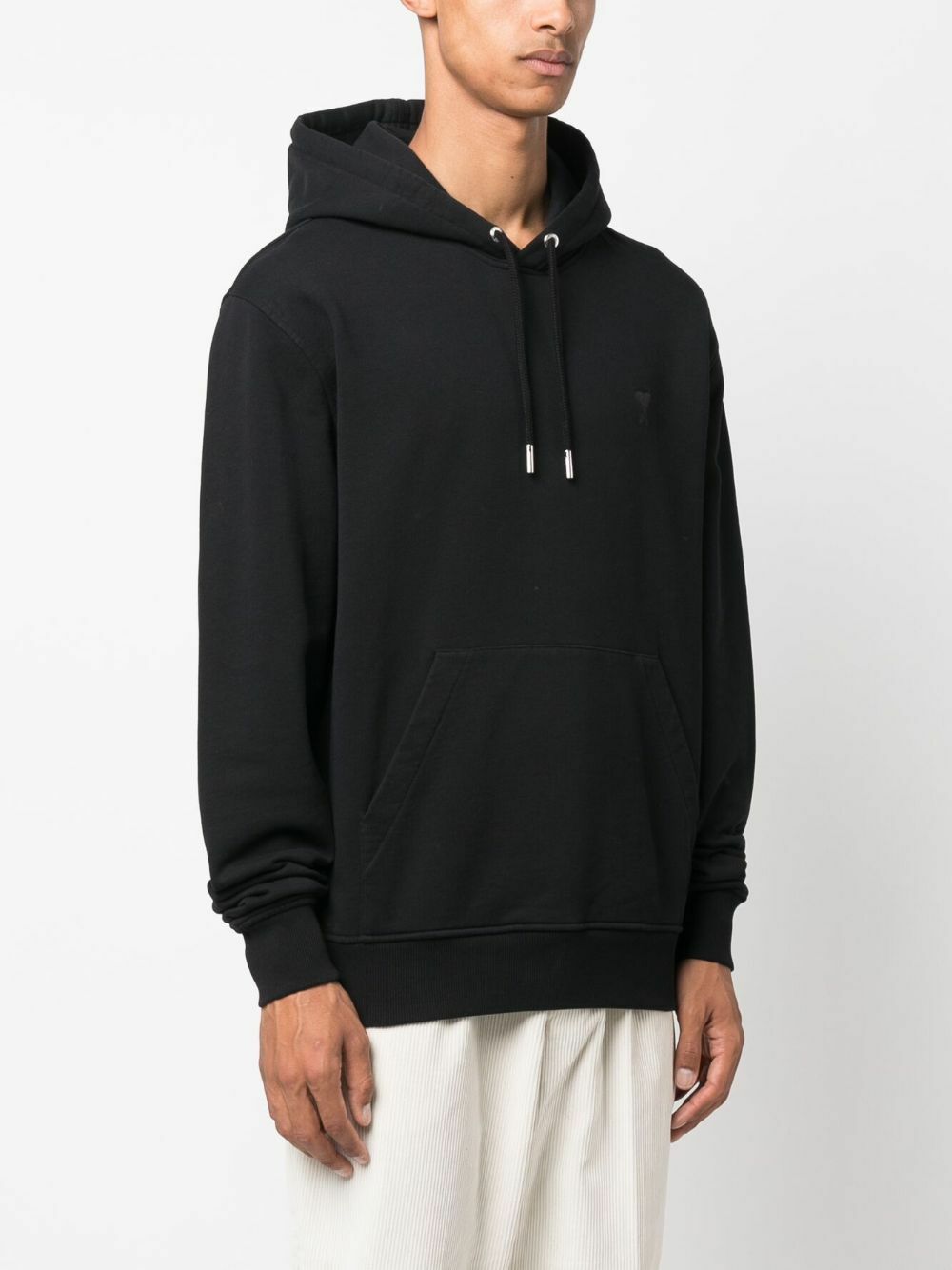 AMI Paris Black Ami De Coeur Organic-Cotton Hoodie