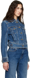 BALMAIN Blue Cropped Denim Jacket