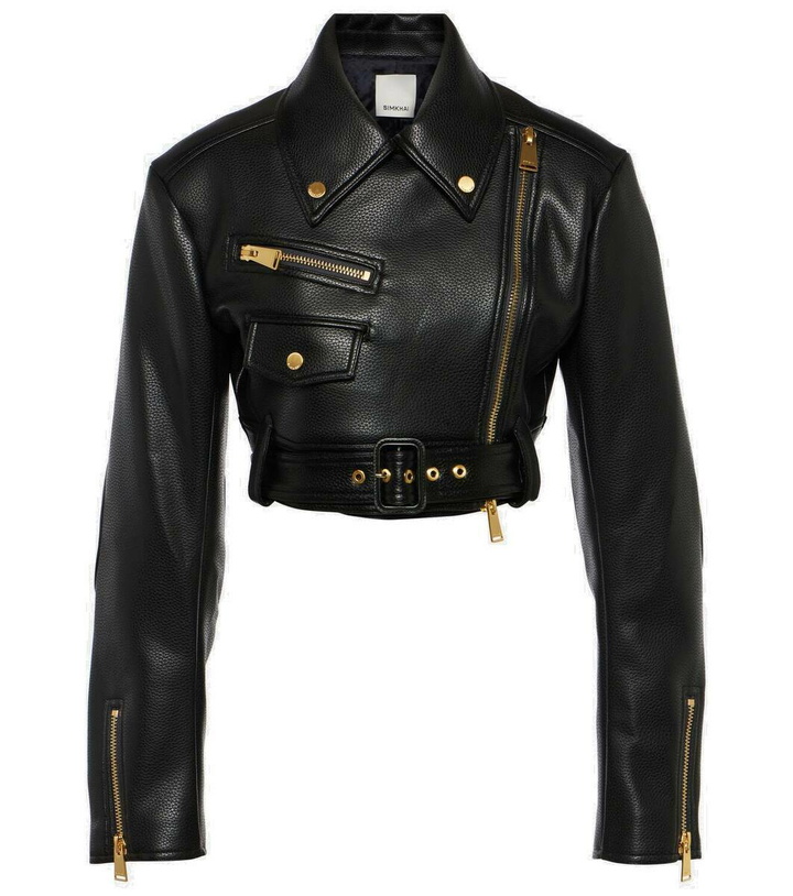 Photo: Simkhai Cropped leather biker jacket