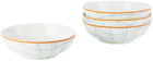 Misette White Grid Cereal Bowl Set, 4 pcs