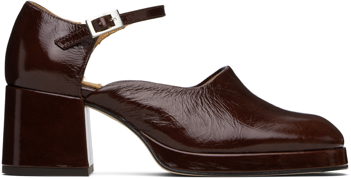 Miista Brown Yara Crinkle Heels