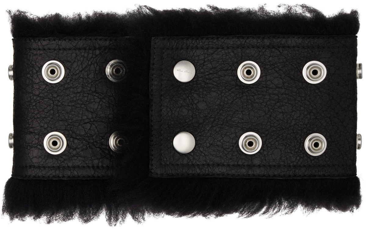 Rick Owens Black Concordians Shearling Neck Band