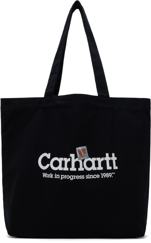 Photo: Carhartt Work In Progress Black Canvas Graphic Large Tote