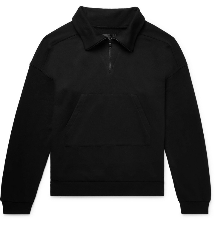Photo: RtA - Loopback Cotton-Jersey Half-Zip Sweatshirt - Black