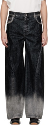 Marni Black Flocked Denim Twisted Jeans
