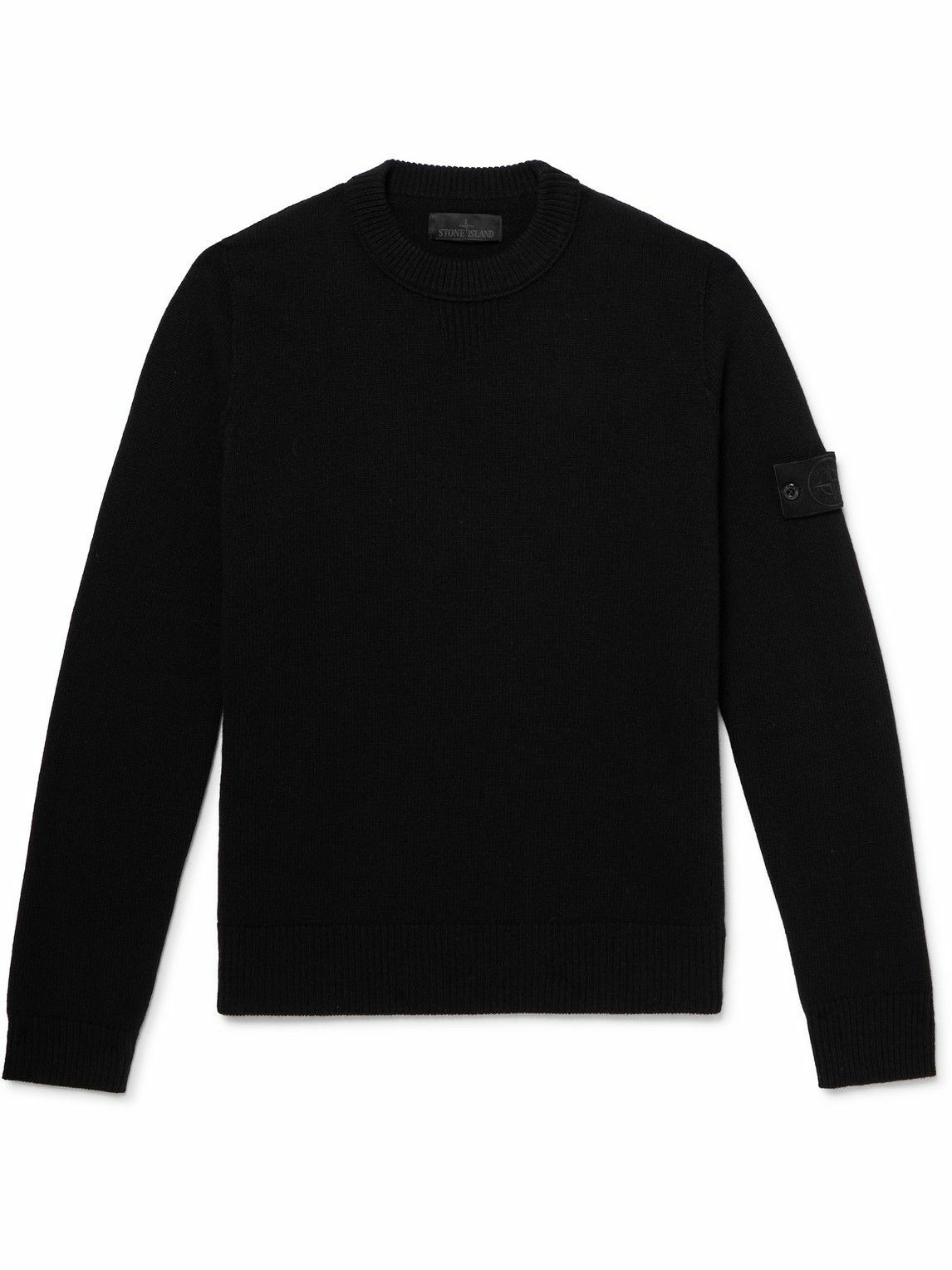 STONE  GHOST ウールニット　セーター　ブラック　L Stone Island - Ghost Logo-Appliquéd Wool Sweater - Black Stone Island