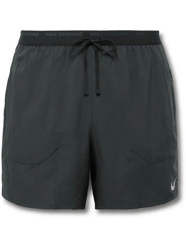 Photo: Nike Running - Stride Straight-Leg Mesh-Panelled Dri-FIT Ripstop Shorts - Black