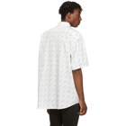 Balenciaga White and Black Allover Logo Short Sleeve Shirt