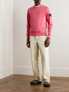 Stone Island - Logo-Appliquéd Garment-Dyed Cotton-Jersey Sweatshirt - Pink